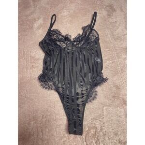 SHEIN‎ Black Lace  Bodysuit Strappy  Lingerie Size S NWOT